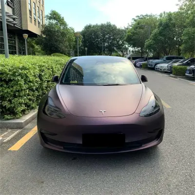 Ultra Matte Metallic Black Purple Car Vinyl Wrap review Madison Bell 01