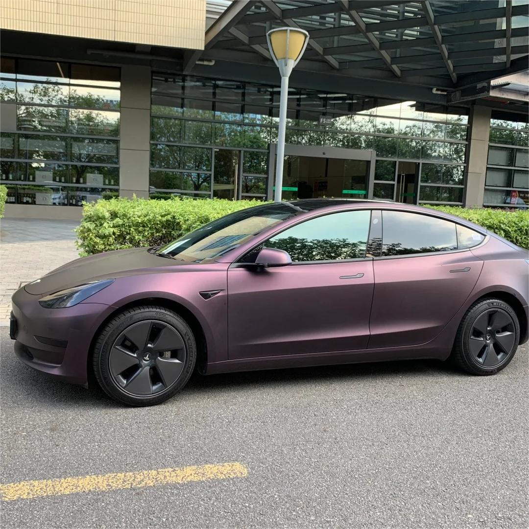 Ultra Matte Metallic Black Purple Car Vinyl Wrap review Madison Bell 02