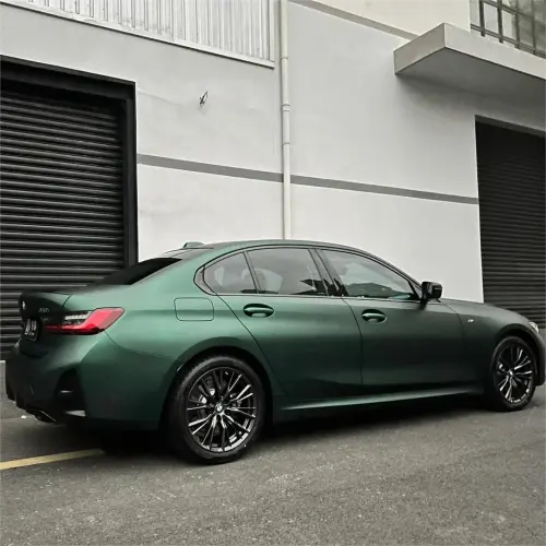 Matte Metallic Chrome Venom Green Car Vinyl Wrap PET review 