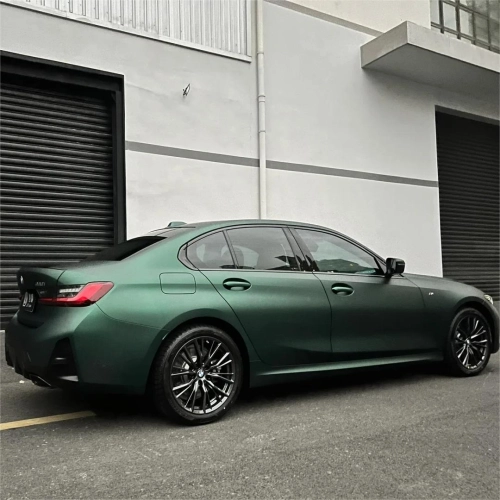 Matte Metallic Chrome Venom Green Car Vinyl Wrap PET review 