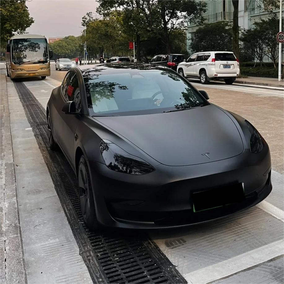 Ultra Matte Black Car Vinyl Wrap Tesla BMW PET review Carlo