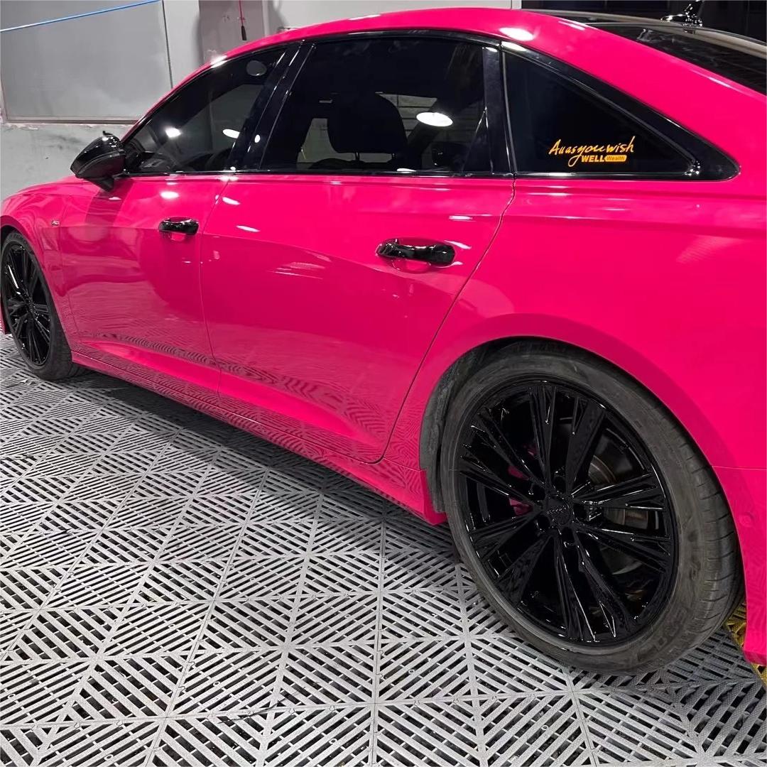 Gloss Rose Red Car Vinyl Wrap PET review Brian 02