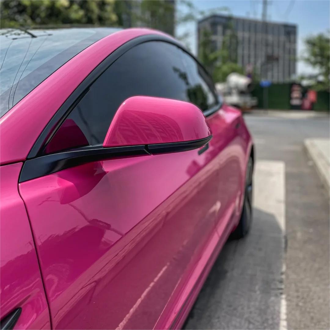 Gloss Rose Red Car Vinyl Wrap PET review Donge 01