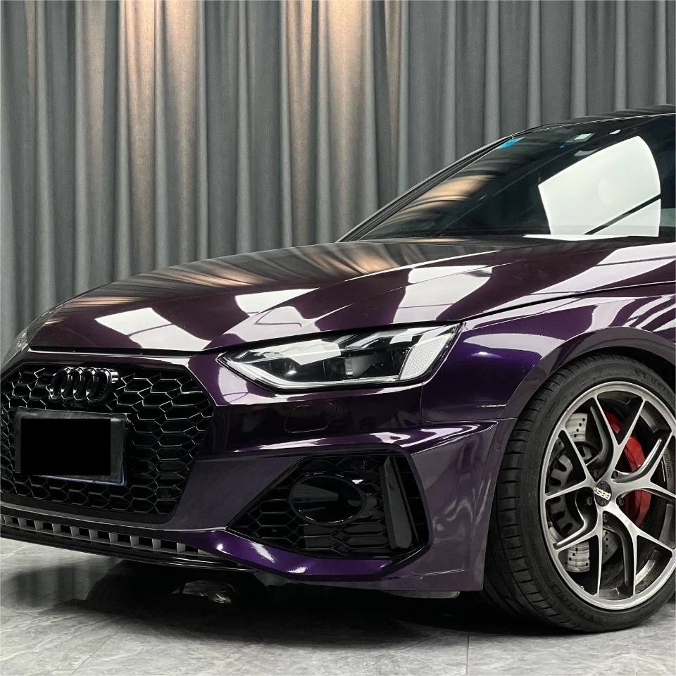 Gloss Metallic Ghost Midnight Purple Car Vinyl Wrap PET review Qkeno 02