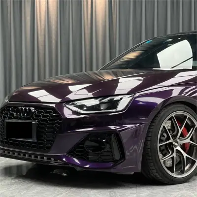 Gloss Metallic Ghost Midnight Purple Car Vinyl Wrap PET review Qkeno 03