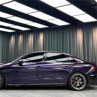 Gloss Metallic Ghost Midnight Purple Car Vinyl Wrap PET review Qkeno 04
