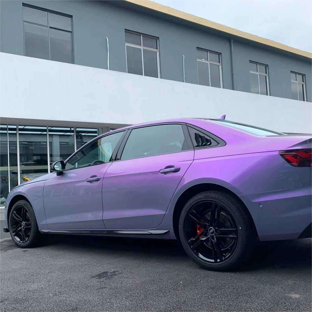 Gloss Metallic Chameleon Candy Grey Purple Car Vinyl Wrap PET review Jennifer 01