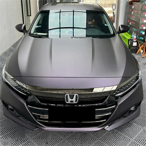 Ultra Matte Metallic Black Purple Car Vinyl Wrap reviewed by