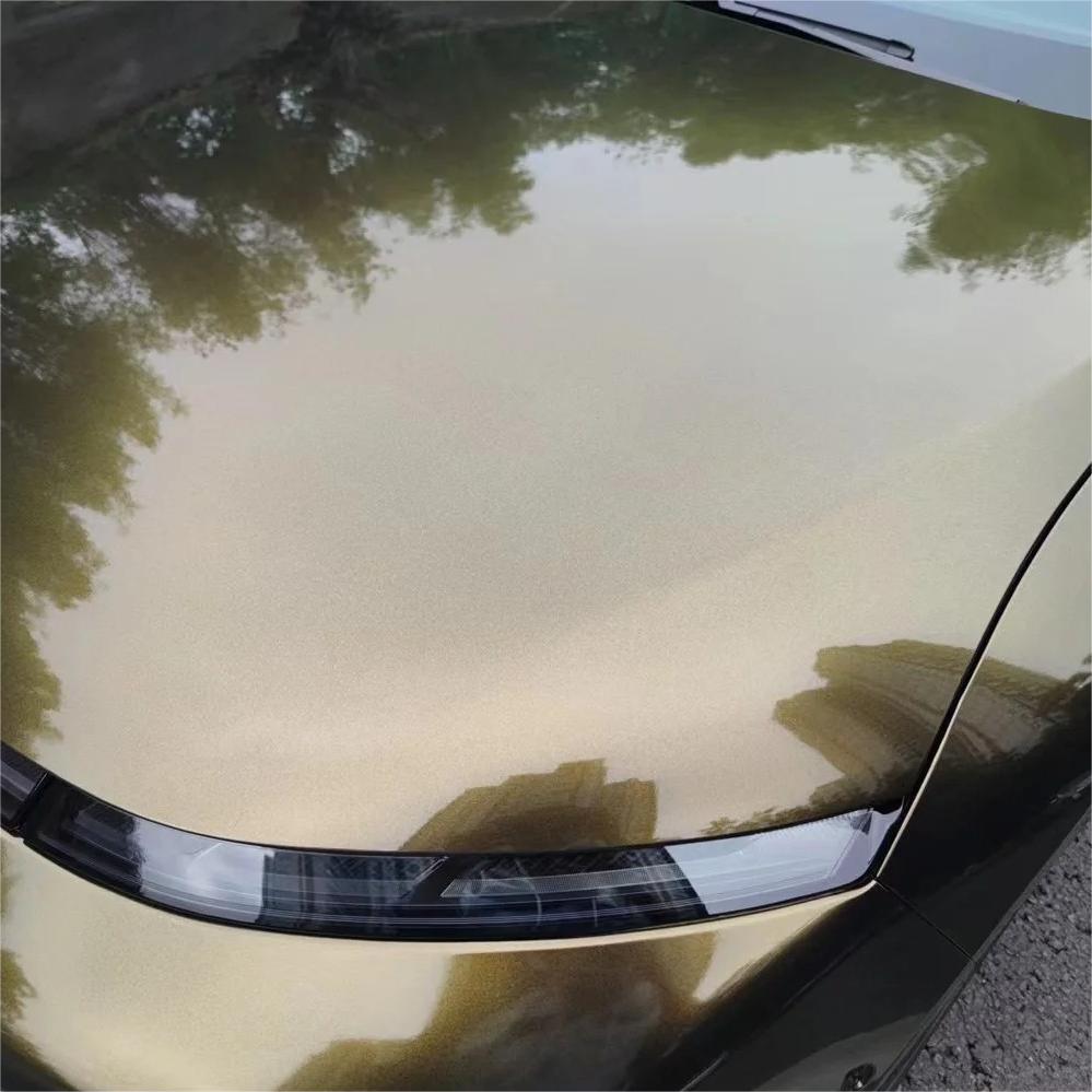 Gloss Metallic Ghost Midnight Gold Black Gold Car Vinyl Wrap PET review Erick