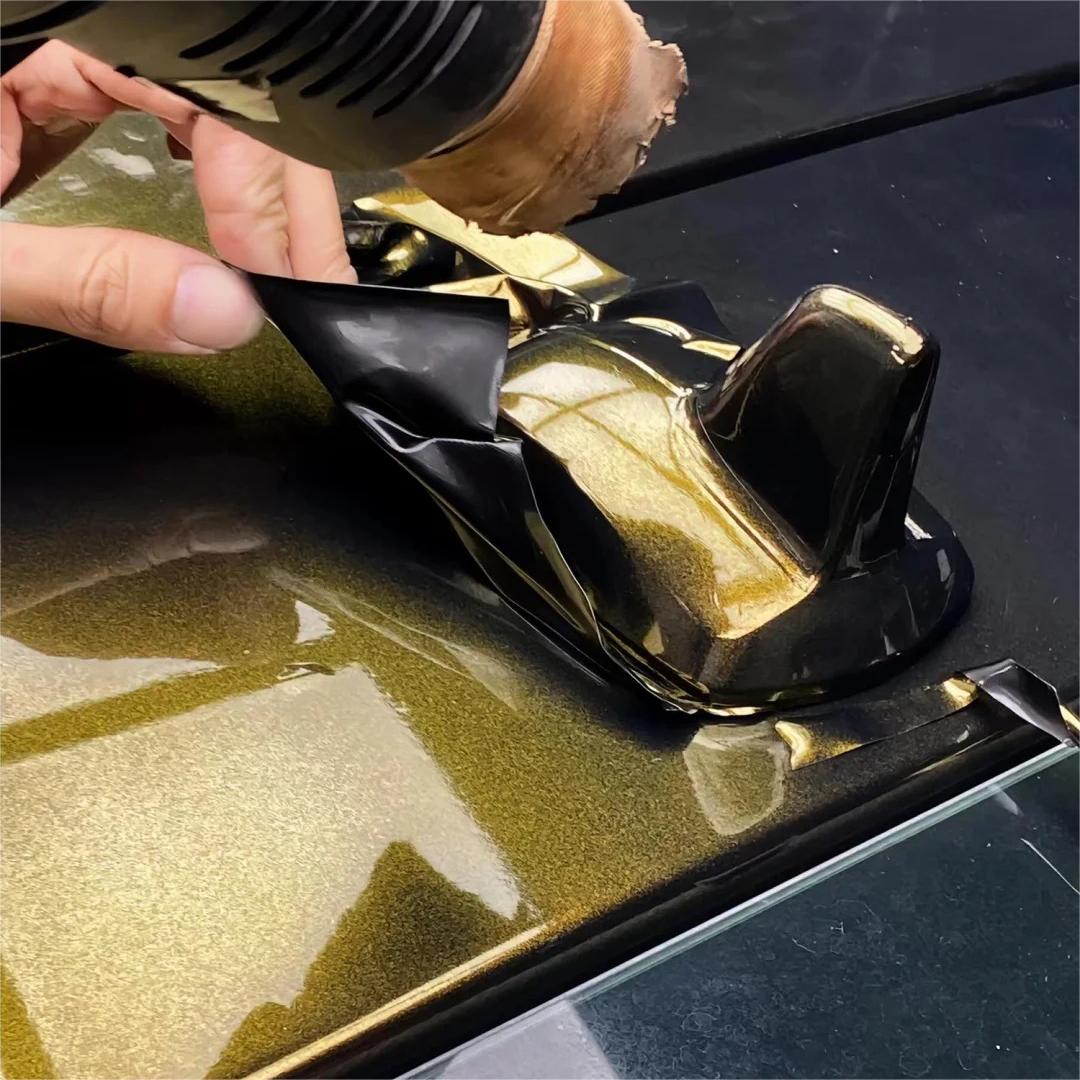 Gloss Metallic Ghost Midnight Gold Black Gold Car Vinyl Wrap PET review Customer 01