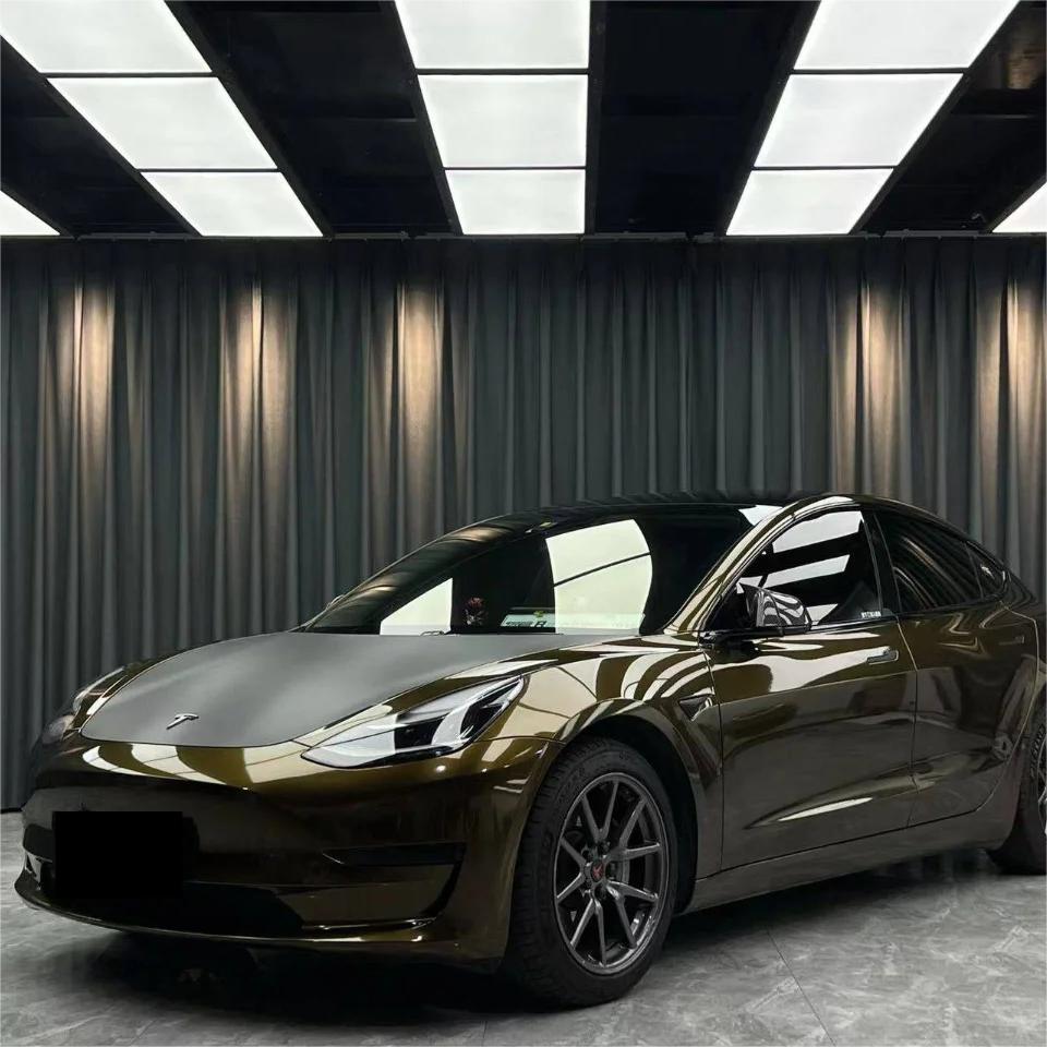 Gloss Metallic Ghost Midnight Gold Black Gold Car Vinyl Wrap PET review Niceman 00