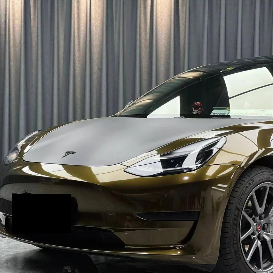Gloss Metallic Ghost Midnight Gold Black Gold Car Vinyl Wrap PET review Niceman 02