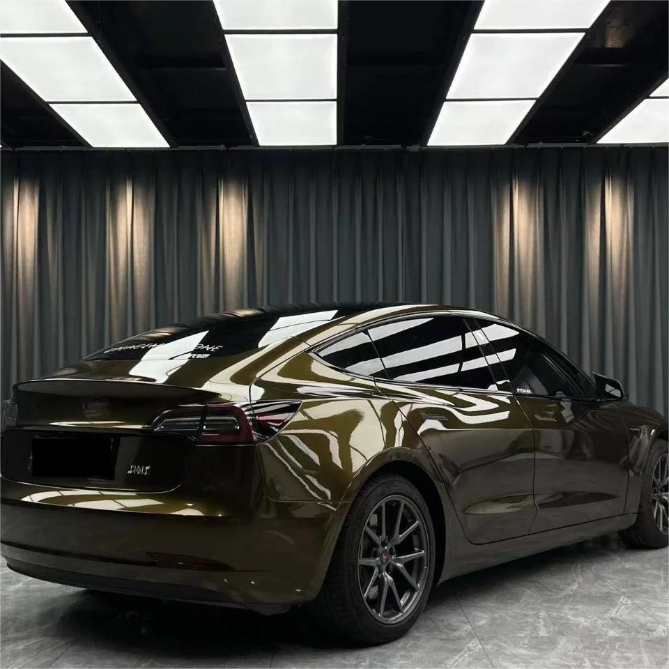 Gloss Metallic Ghost Midnight Gold Black Gold Car Vinyl Wrap PET review Niceman 04