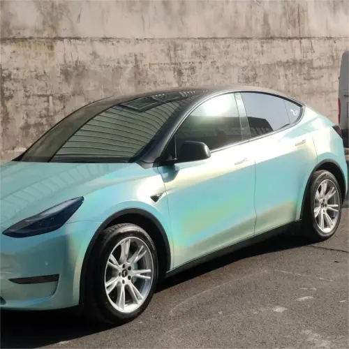 Gloss Metallic Rainbow Laser Tiffany Blue Car Vinyl Wrap review 