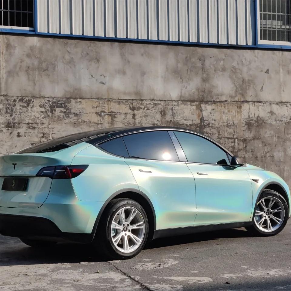 Gloss Metallic Rainbow Laser Tiffany Blue Car Vinyl Wrap review Steve 01