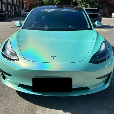 Gloss Metallic Rainbow Laser Tiffany Blue Car Vinyl Wrap review Giuliano 00