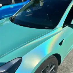 Gloss Metallic Rainbow Laser Tiffany Blue Car Vinyl Wrap review Giuliano 02
