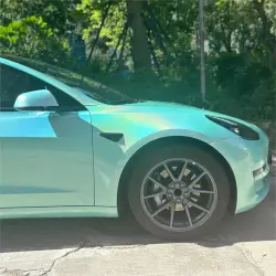Gloss Metallic Rainbow Laser Tiffany Blue Car Vinyl Wrap review Giuliano 03