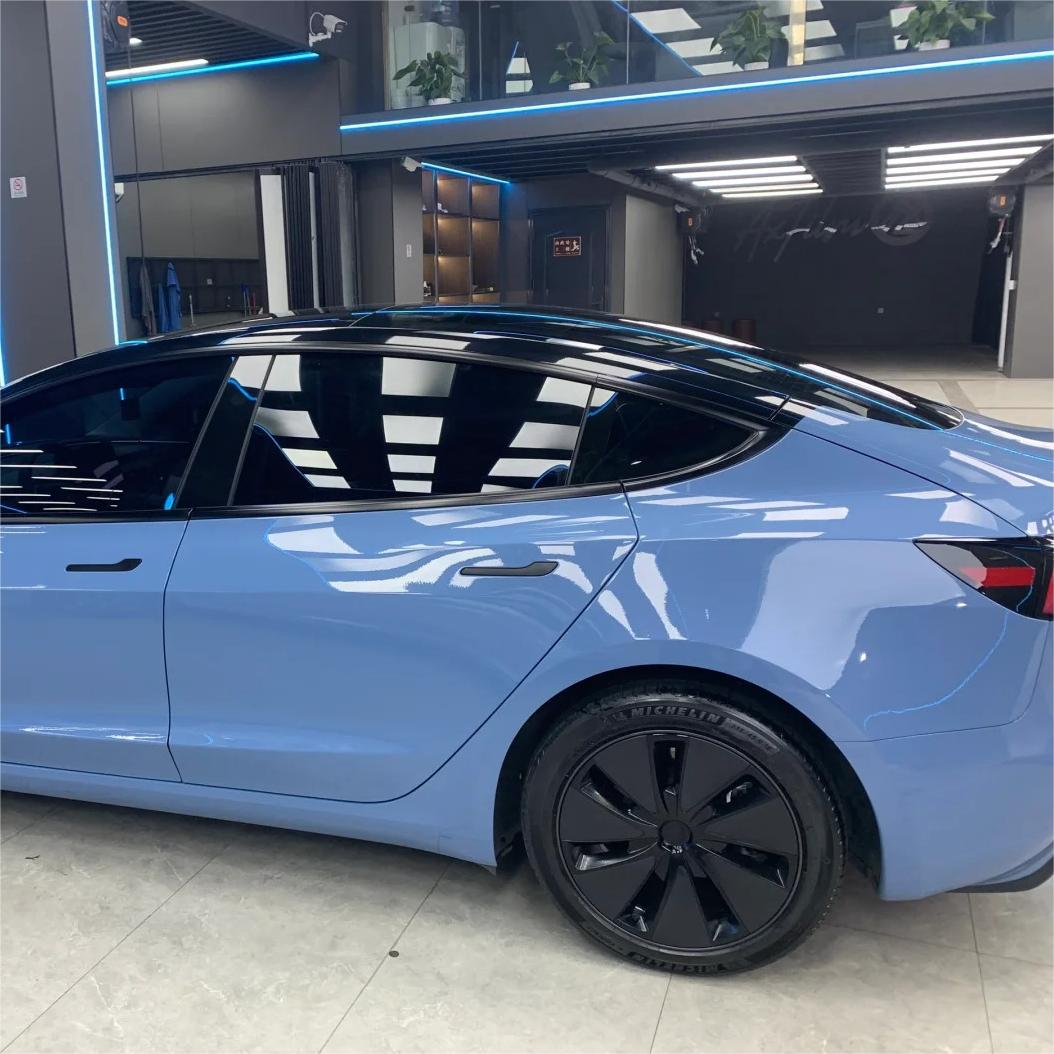 Gloss China Blue Car Vinyl Wrap PET review Daniel 01