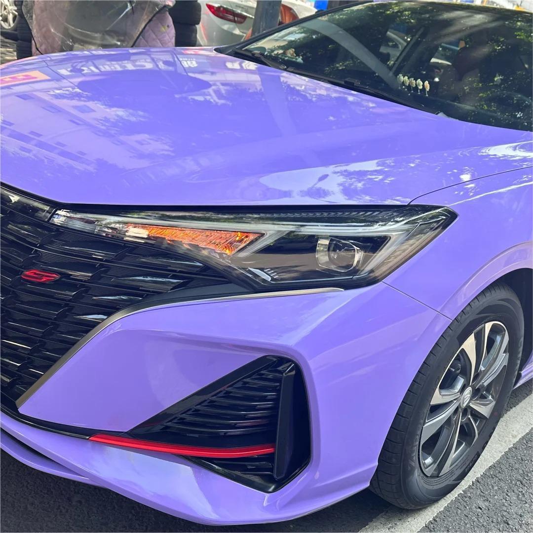Gloss Lavender Purple Car Vinyl Wrap Tesla BMW PET review Woodward 01