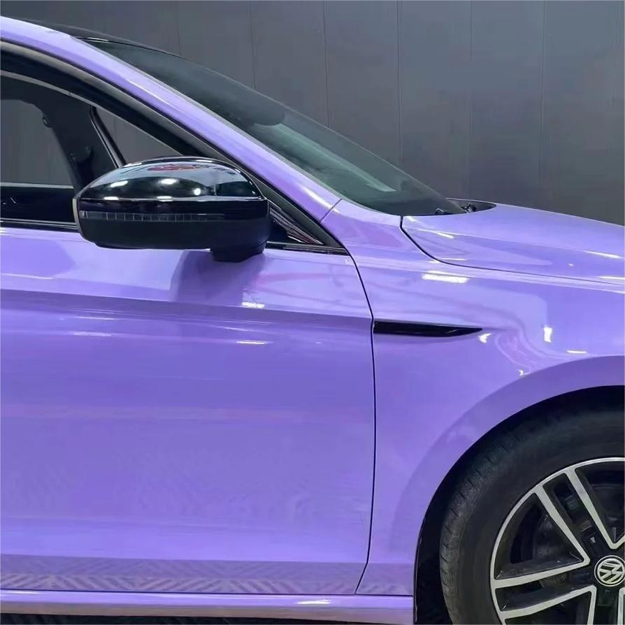 Gloss Lavender Purple Car Vinyl Wrap Tesla BMW PET review Schultz