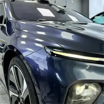 Gloss Metallic Navy Blue Car Vinyl Wrap review Silver 00