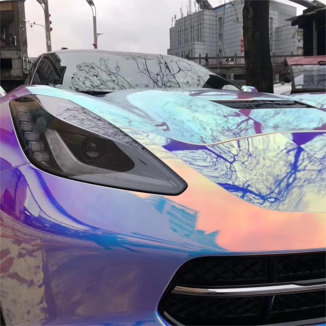 Gloss Rainbow Holographic Chrome White Car Vinyl Wrap review Megan Dean 00