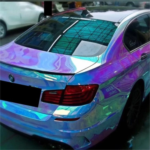 Gloss Rainbow Holographic Chrome White Car Vinyl Wrap PET reviewed by