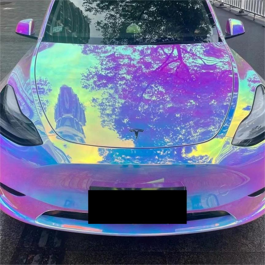 Gloss Rainbow Holographic Chrome White Car Vinyl Wrap review Karen 00