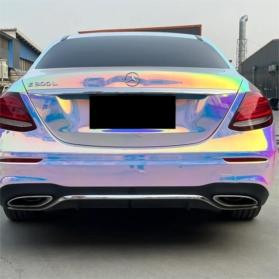 Gloss Rainbow Holographic Chrome White Car Vinyl Wrap review Kim