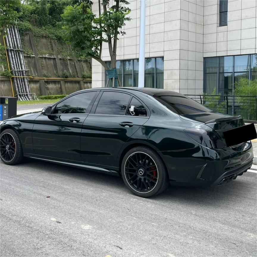 Gloss Metallic Diamond Benz Emerald Green Car Vinyl Wrap PET review Martinez 03