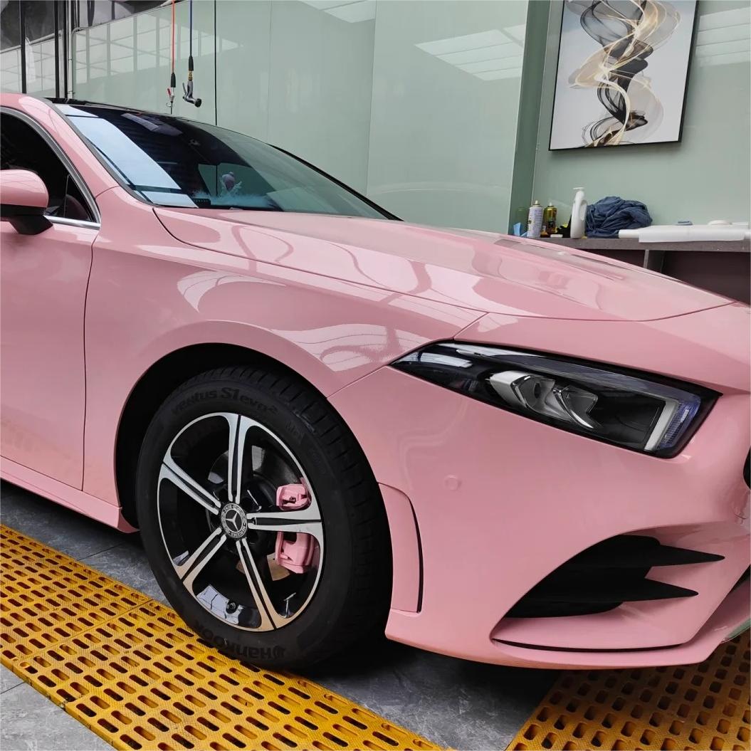 Gloss Crystal Peach Pink Car Vinyl Wrap PET review Adam 00