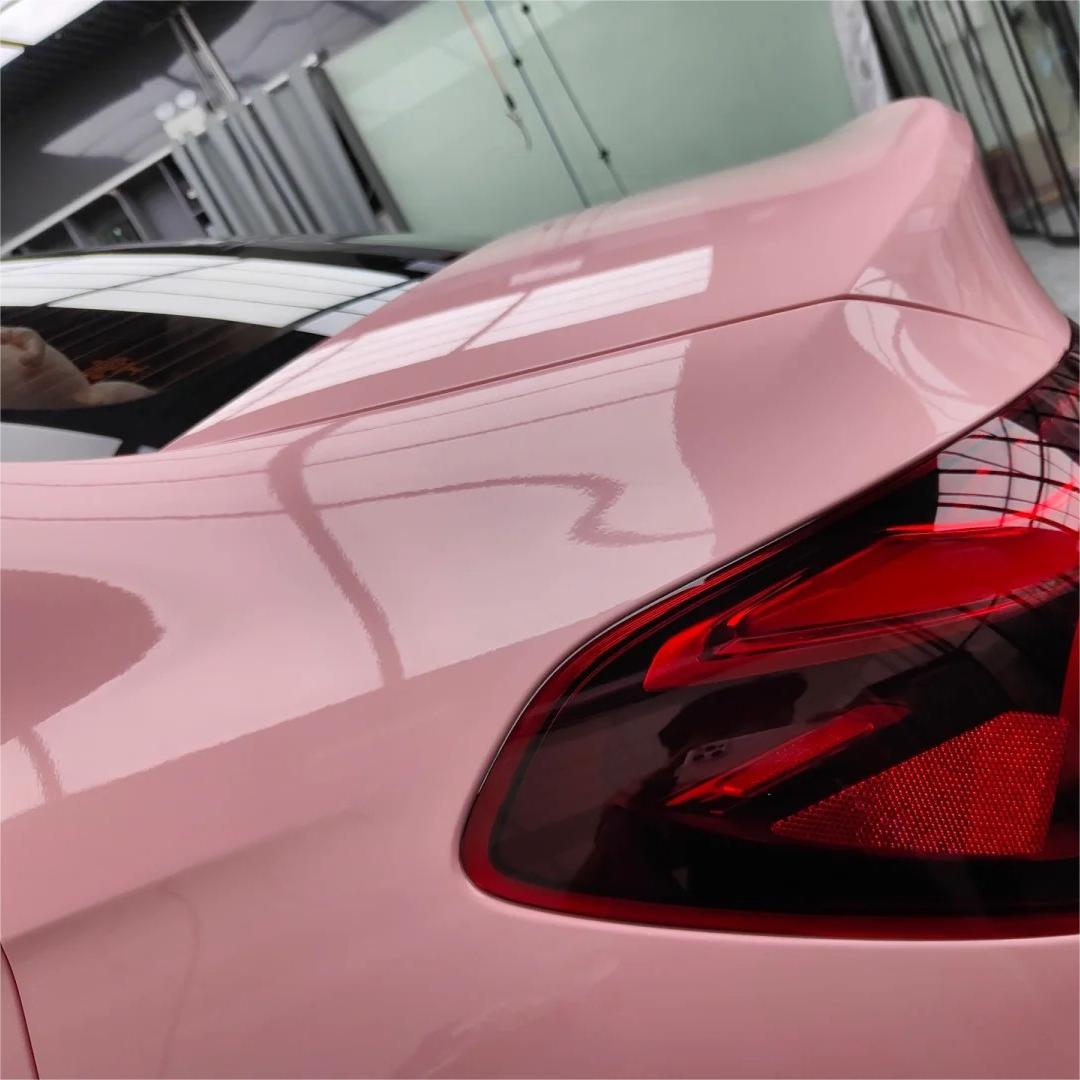 Gloss Crystal Peach Pink Car Vinyl Wrap PET review Adam 01