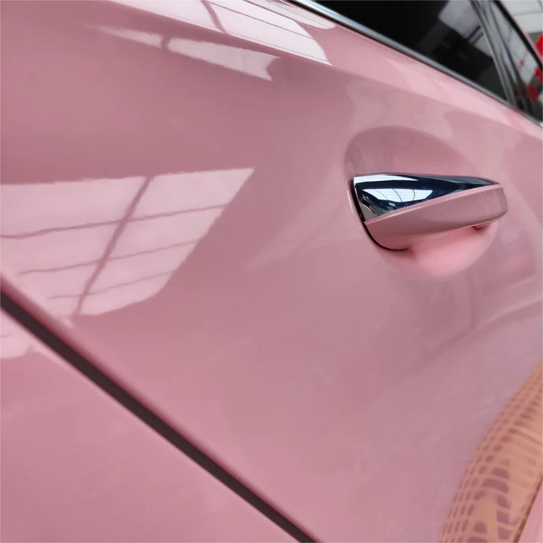 Gloss Crystal Peach Pink Car Vinyl Wrap PET review Adam 02