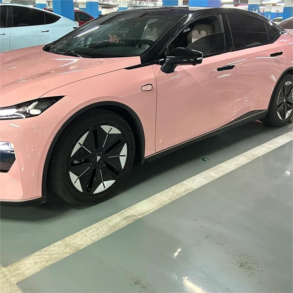 Gloss Crystal Peach Pink Car Vinyl Wrap PET review David 00