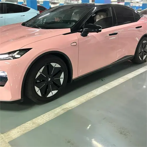 Gloss Crystal Peach Pink Car Vinyl Wrap PET review 