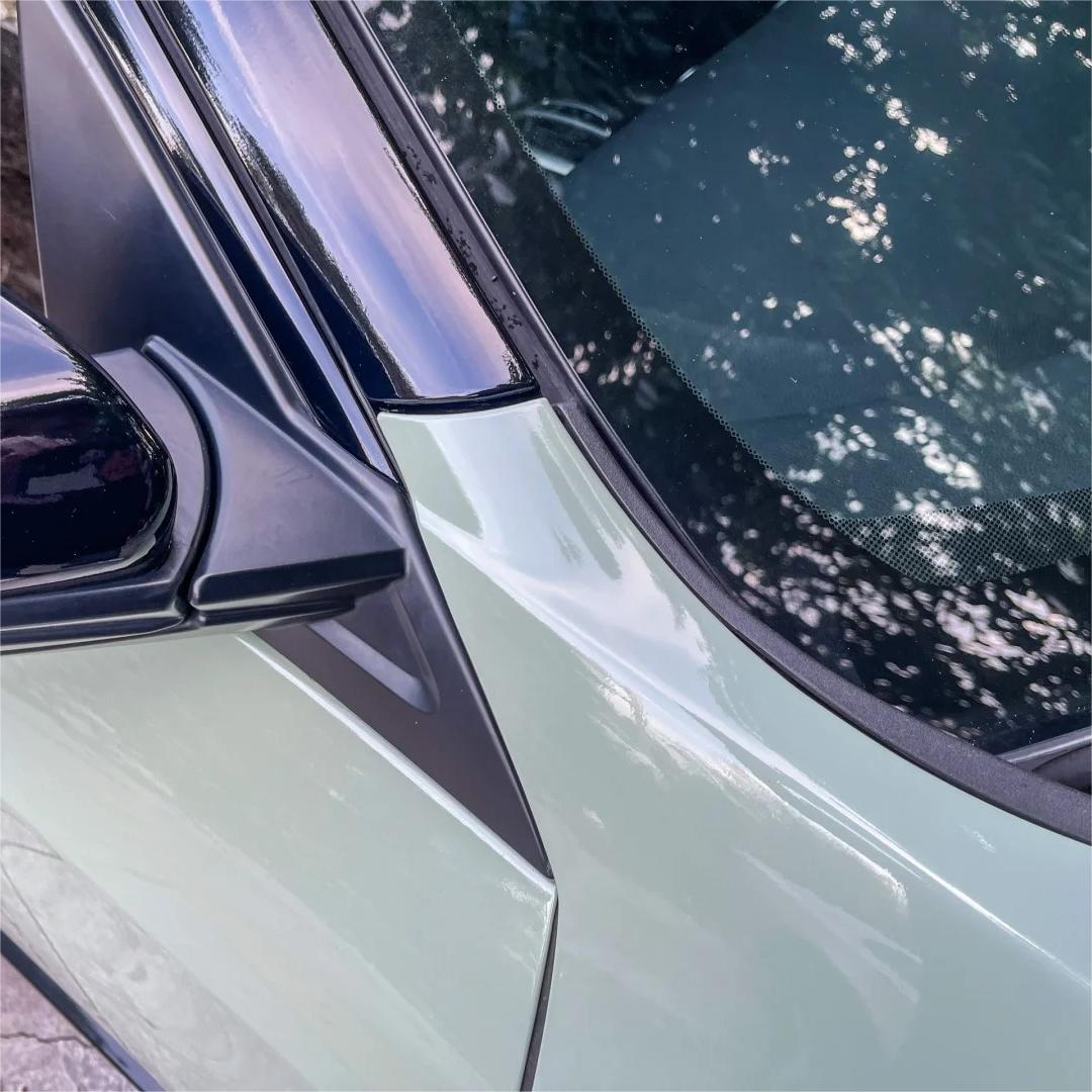 Gloss Light Khaki Green Car Vinyl Wrap PET review Tony 01