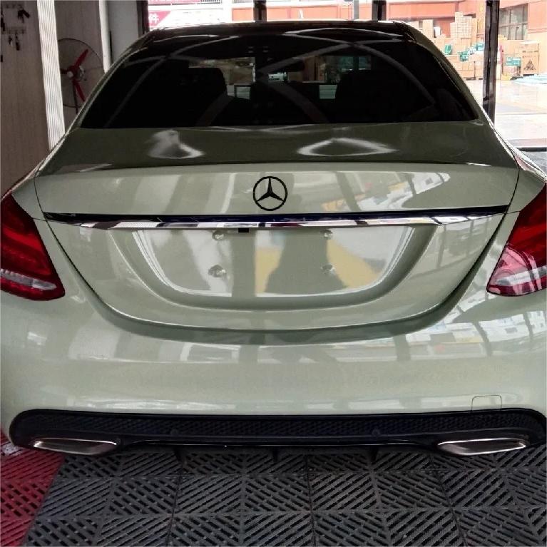 Gloss Light Khaki Green Car Vinyl Wrap PET review Allysha 01