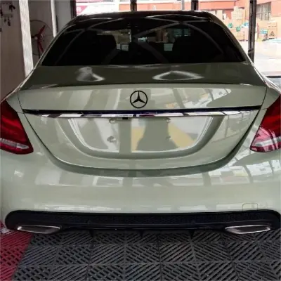 Gloss Light Khaki Green Car Vinyl Wrap PET review Allysha 01