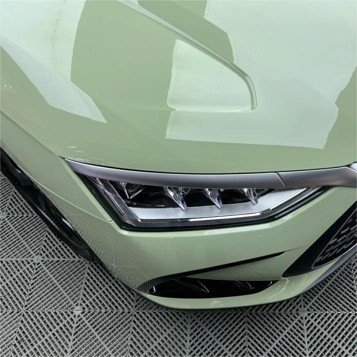 Gloss Light Khaki Green Car Vinyl Wrap PET review DTom 01