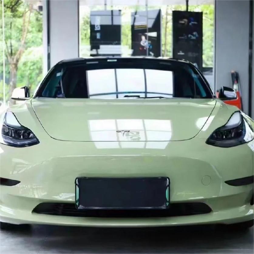 Gloss Light Khaki Green Car Vinyl Wrap PET review Smith 00