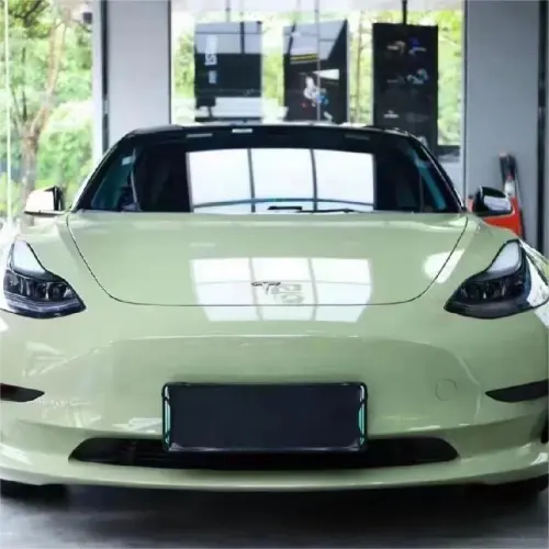 Gloss Light Khaki Green Car Vinyl Wrap PET review 