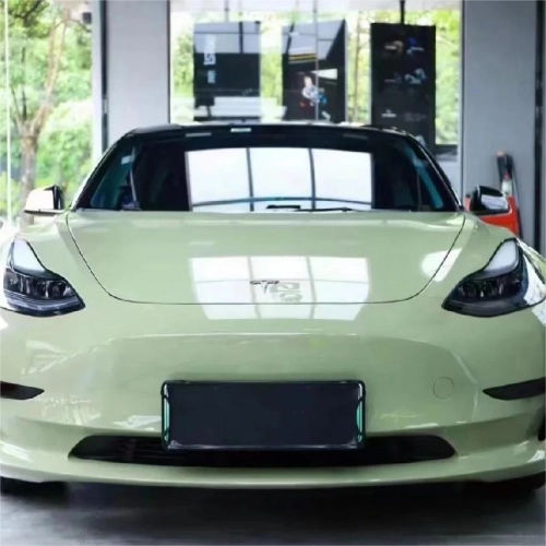 Gloss Light Khaki Green Car Vinyl Wrap PET review 