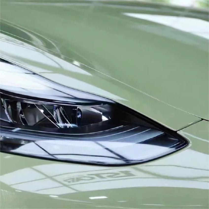 Gloss Light Khaki Green Car Vinyl Wrap PET review Smith 03