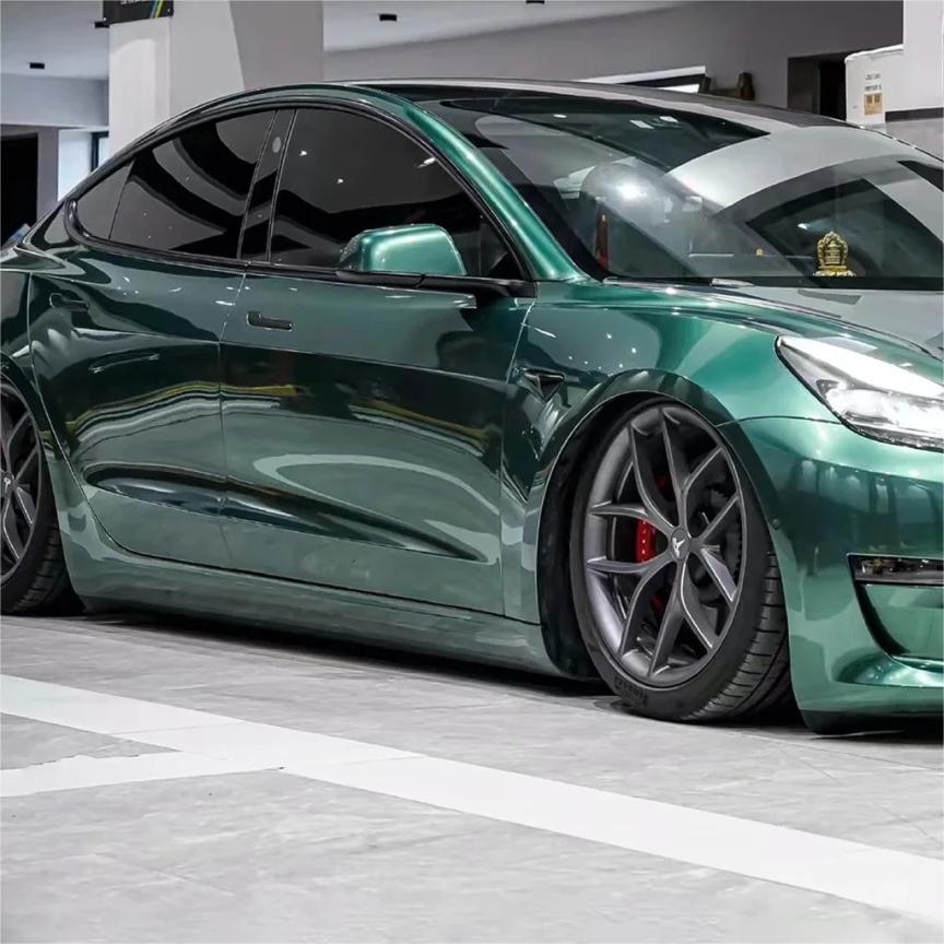 Gloss Metallic Emerald Green Car Vinyl Wrap PET review Brent 01