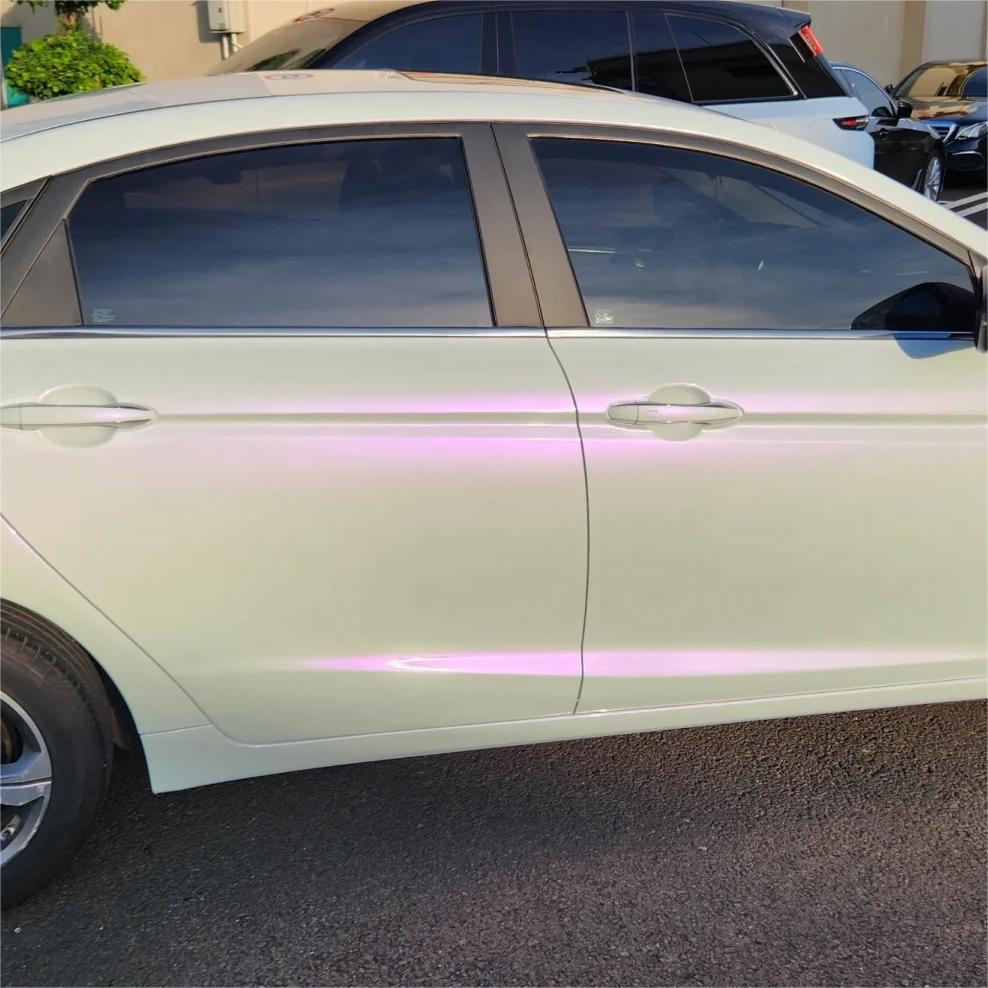 Gloss Chameleon Purple White Car Vinyl Wrap PET review Howie 03