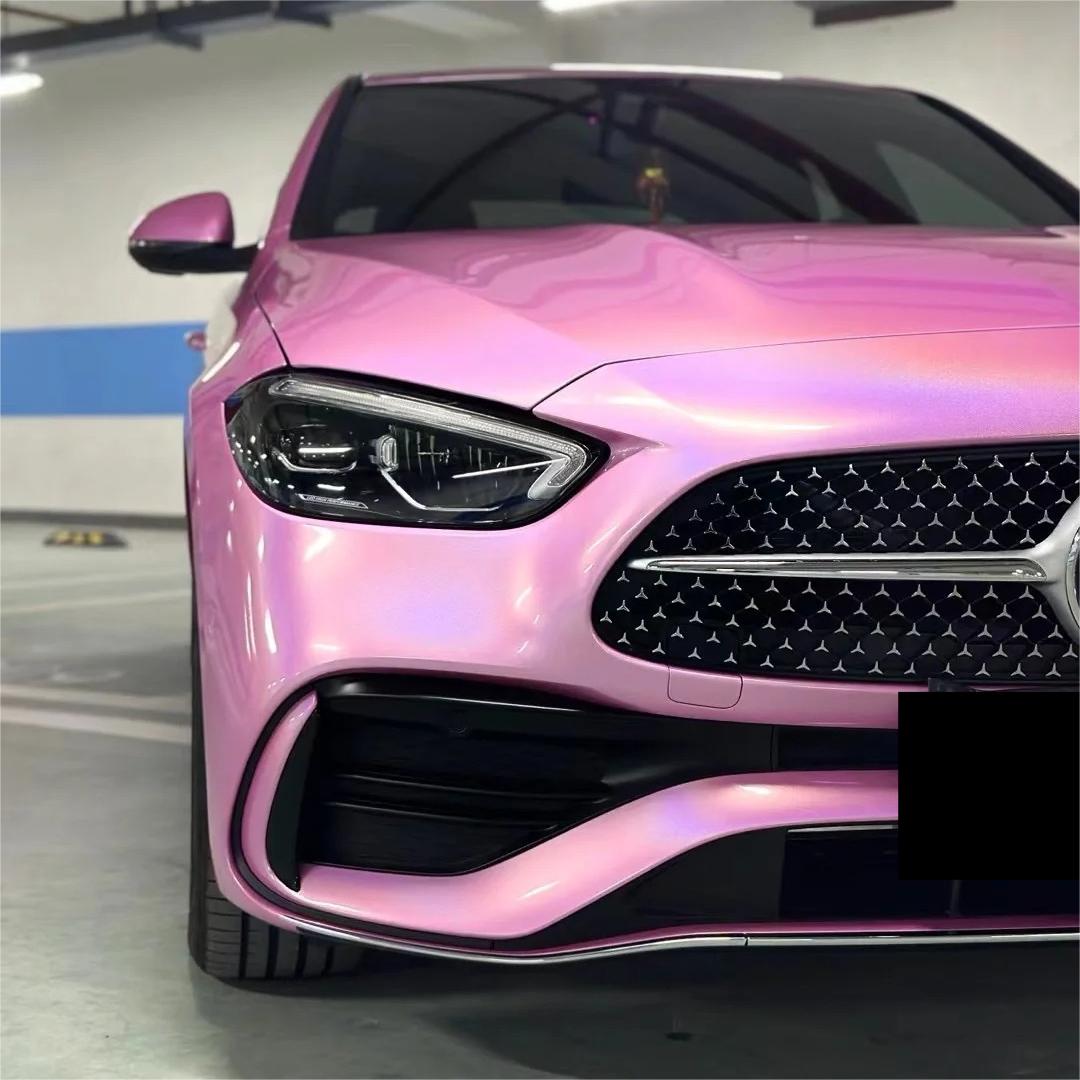 Gloss Metallic Rainbow Laser Pink Car Vinyl Wrap review Derek 00