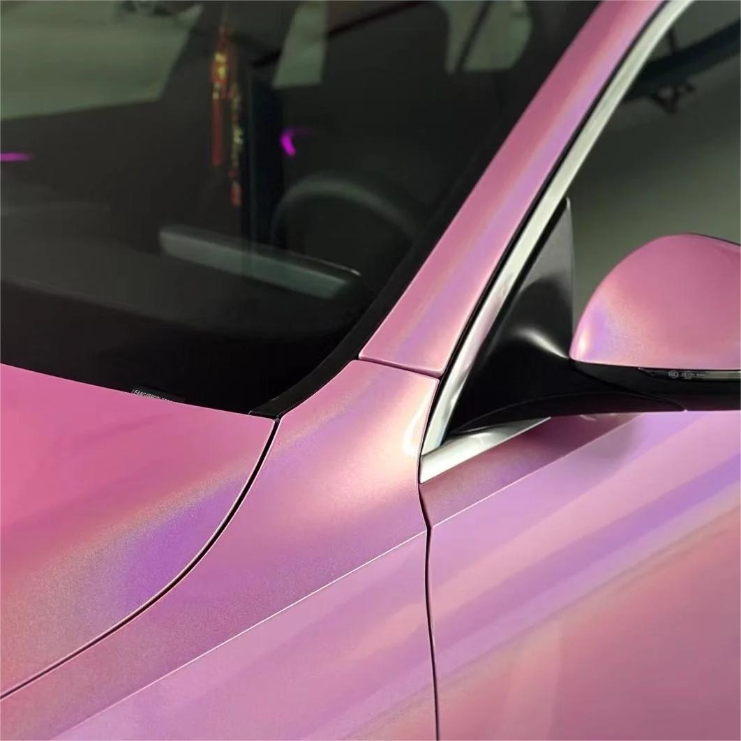 Gloss Metallic Rainbow Laser Pink Car Vinyl Wrap review Derek 01