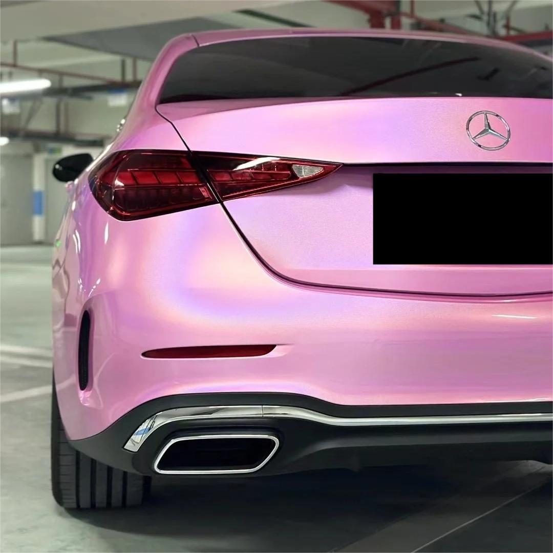Gloss Metallic Rainbow Laser Pink Car Vinyl Wrap review Derek 02