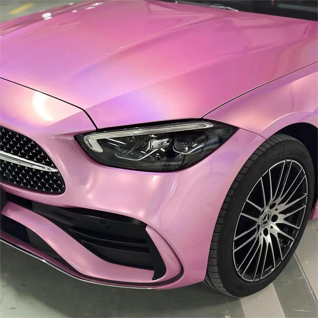 Gloss Metallic Rainbow Laser Pink Car Vinyl Wrap review Derek 04